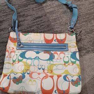 Coach Multicolor Crossbody Bag with Blue Accents